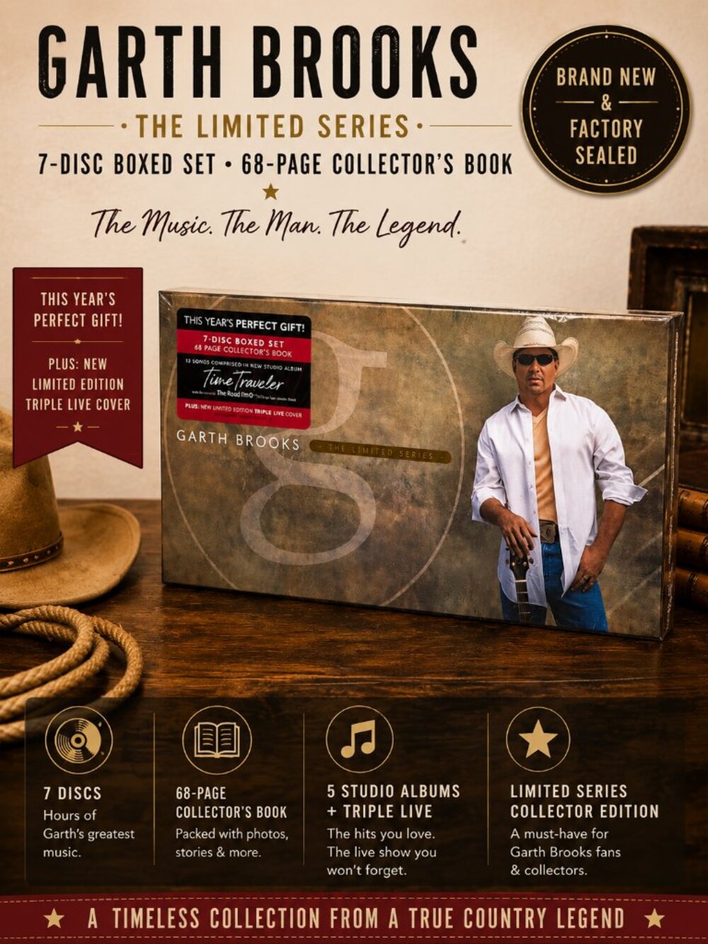 Garth Brooks The Limited Series 7 Disc Box Set 68 Page Book Triple Live New